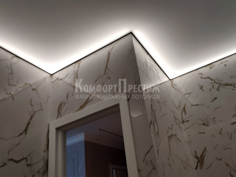 Натяжные потолки с подсветкой для ванной фото 15
